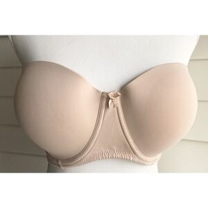 TAHARI 40D bra Beige Nude Underwire strapless Padded Push Up Demi No Straps